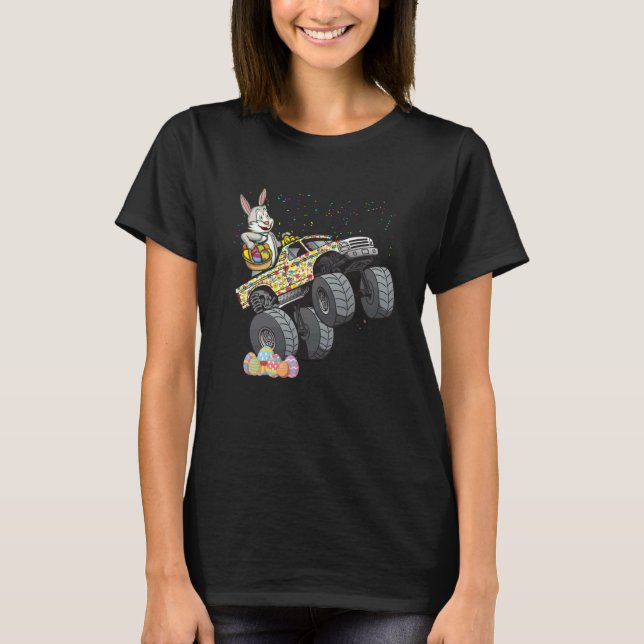 Camiseta Easter Bunny Riding Monster Truck Cute Boys Kids T (Anverso)