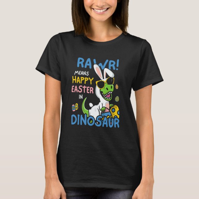 Camiseta Easter Bunny Saurus Rex Kids Dinosaur Easter (Anverso)