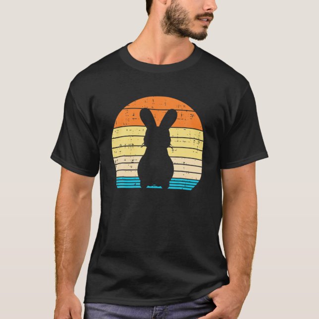 Camiseta Easter Bunny Silhouette Sunset Retro Rabbit Men (Anverso)
