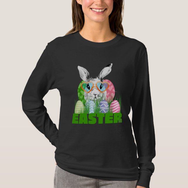 Camiseta Easter Bunny with Glasses Egg Hunting (Anverso)