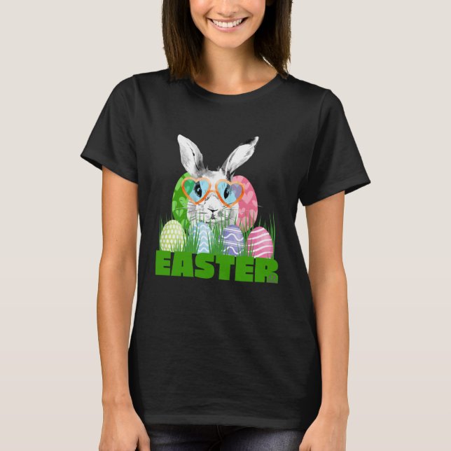 Camiseta Easter Bunny with Glasses Egg Hunting (Anverso)