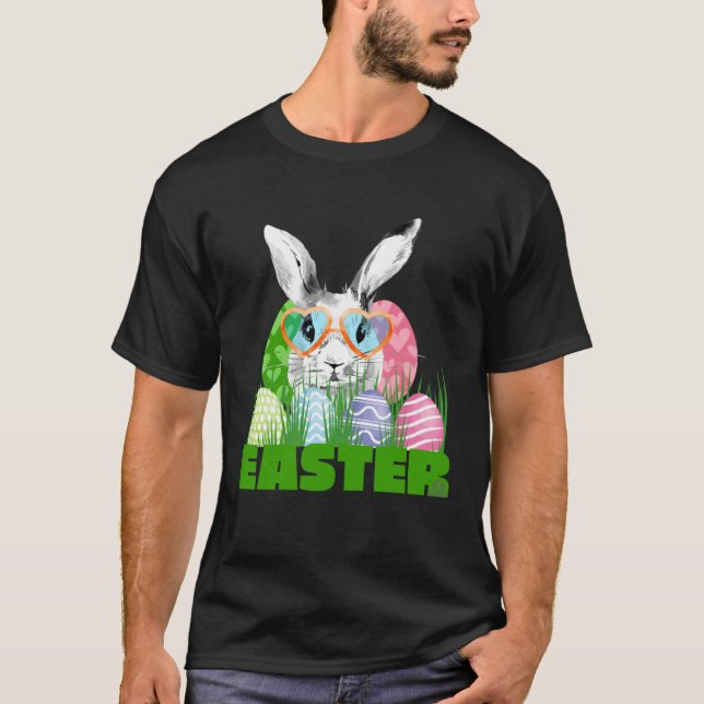 Camiseta Easter Bunny with Glasses Egg Hunting (Anverso)