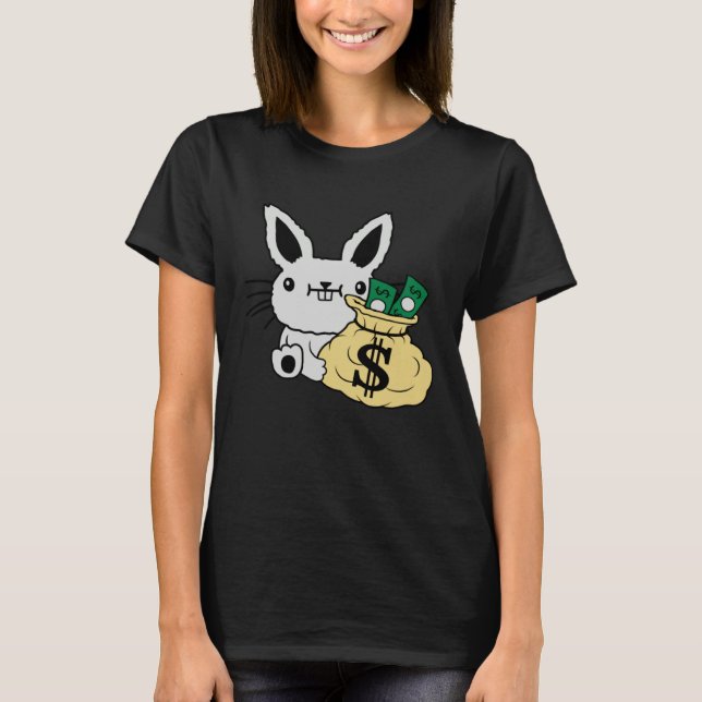 Camiseta Easter Bunny With Money In A Bag Cute Rich Rabbit (Anverso)