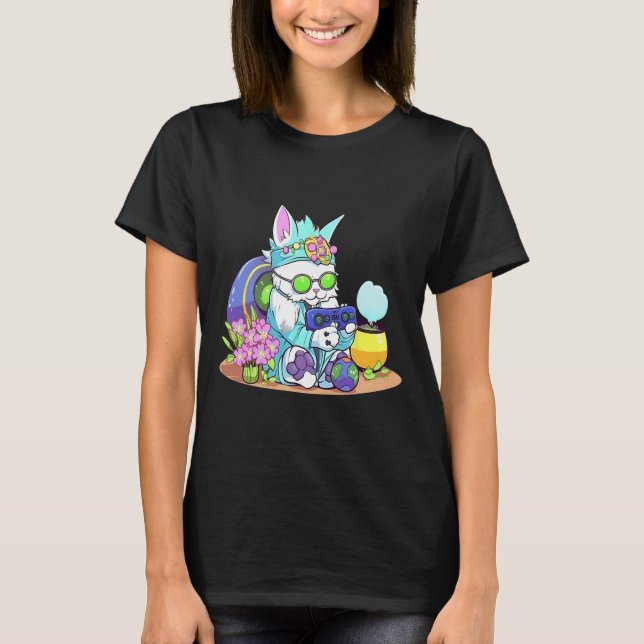 Camiseta Easter Cat Bunny Chicas de videojuegos divertidos  (Anverso)