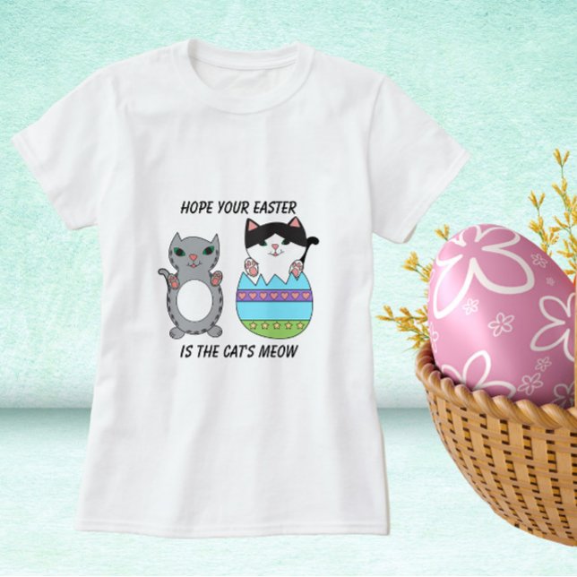 Camiseta Easter Cat Meow Cute (A cute Easter shirt with cats)