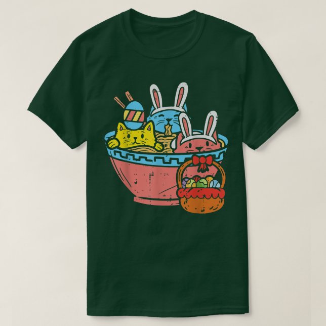 Camiseta Easter Cats Ramen Bunny Ears Egg Kawaii Japanese N (Diseño del anverso)