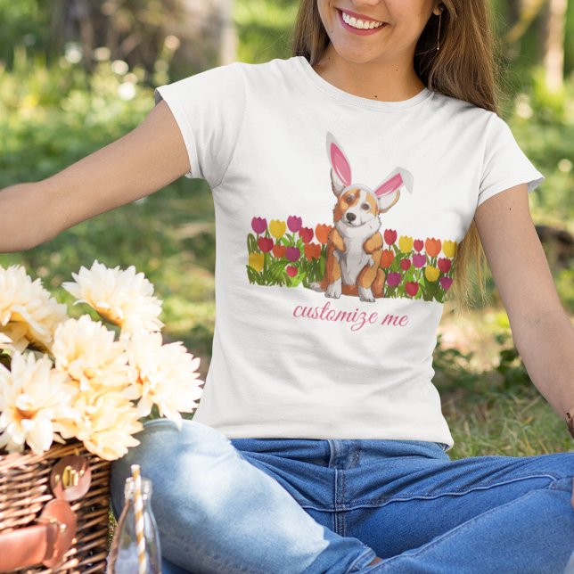 Camiseta Easter Corgi Bunny Ears Flowe Cute Personalizado (Subido por el creador)