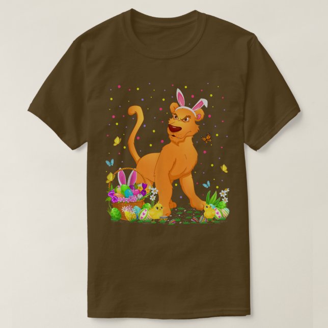 Camiseta Easter Cougar Bunny Egg Hunting Cougar Easter Sund (Diseño del anverso)