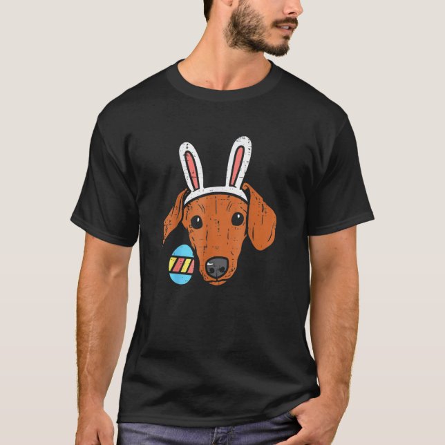 Camiseta Easter Dachshund Bunny Ears Wiener Weiner Dog Men (Anverso)
