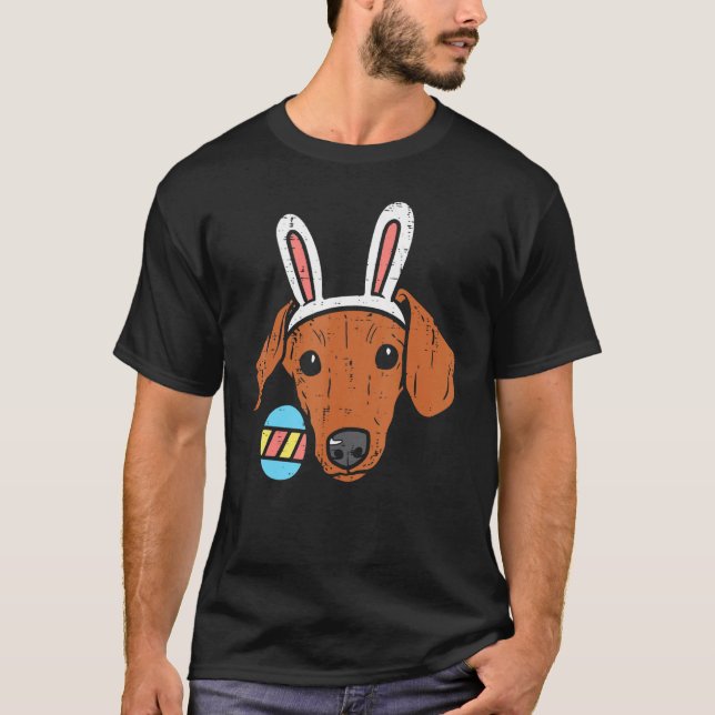 Camiseta Easter Dachshund Bunny Ears Wiener Weiner Dog Men (Anverso)