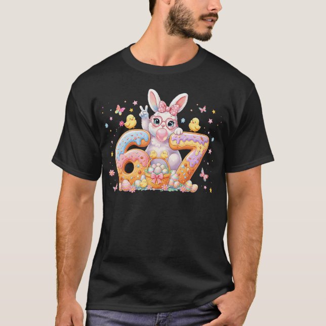 Camiseta Easter Day 67 Cute Rabbit Bunny Six Seven Meme (Anverso)