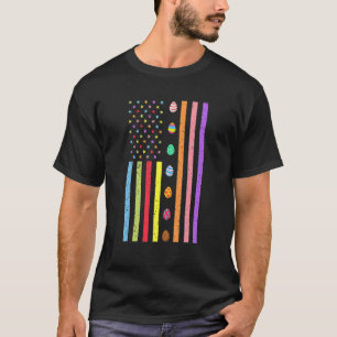 Camiseta Easter Day American Eggs Flag Funny Boys Girls Kid