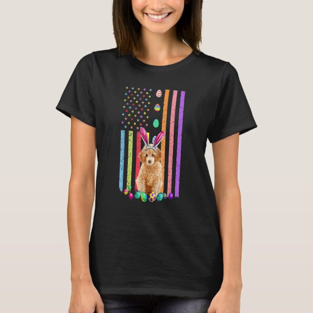 Camiseta Easter Day American Eggs Flag Poodle Dog (Anverso)