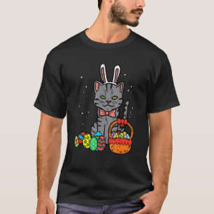 Camiseta Easter Day Black Cat Bunny Ears Easter Easter Eggk