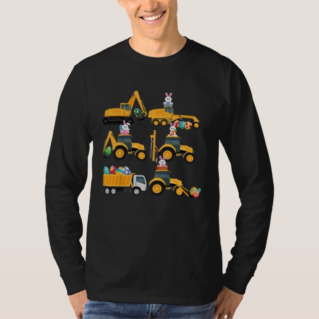 Camiseta Easter day Bunny Construction Trucks  Boys Kids To (Anverso)