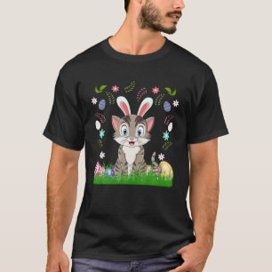 Camiseta Easter Day Cat Graphic Cute Egg Basket Cat Lover