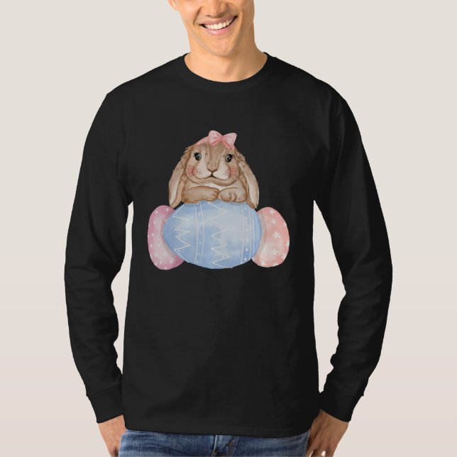 Camiseta Easter day Cute Easter Bunny Holding Easter Eggs f (Anverso)
