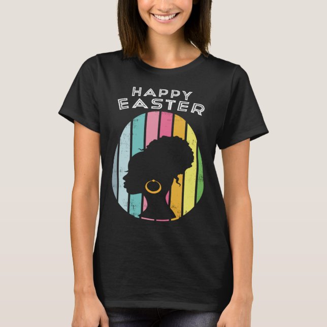 Camiseta Easter Day Egg Hunting and Afro Bun african americ (Anverso)