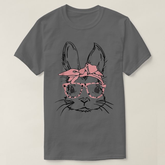 Camiseta Easter Day Leopard Bunny Glasses Eggs Cute Rabbit  (Diseño del anverso)