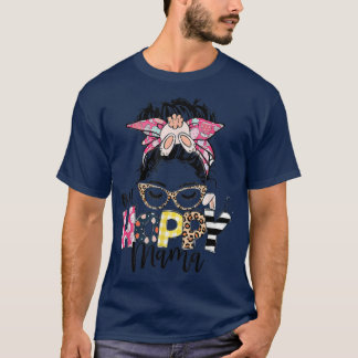 Camiseta Easter Day One Hoppy Mama Bunny Messy Bun