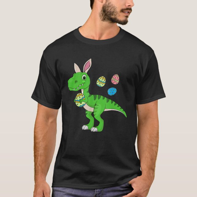 Camiseta Easter Dinosaur Boys Kids Bunny Easter Basket Stuf (Anverso)
