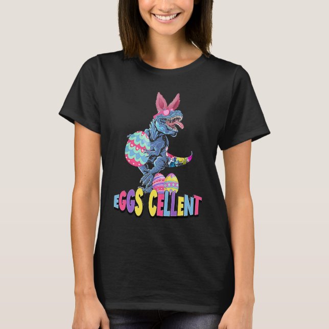 Camiseta Easter Dinosaur Bunny rex Boys Girls Kids Eggs Cel (Anverso)