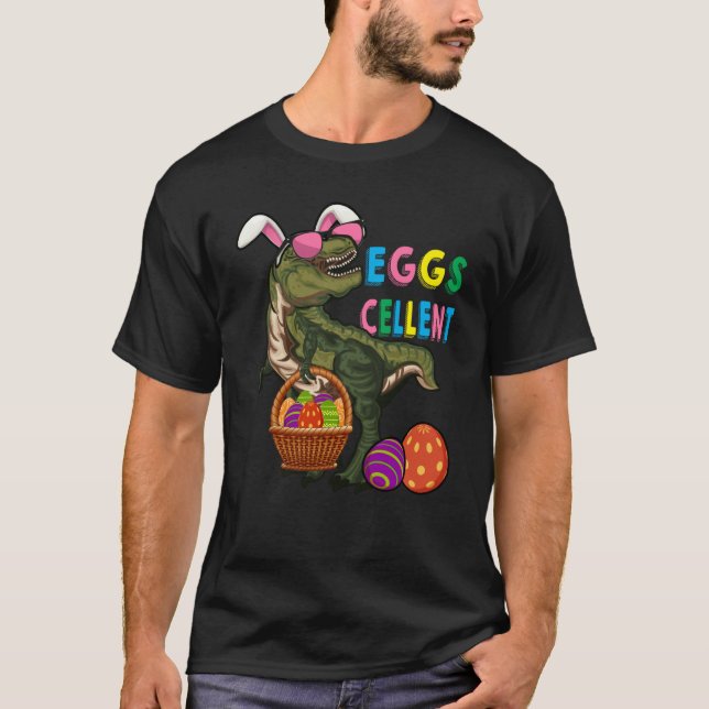 Camiseta Easter Dinosaur Bunny rex Boys Girls Kids Eggs Cel (Anverso)