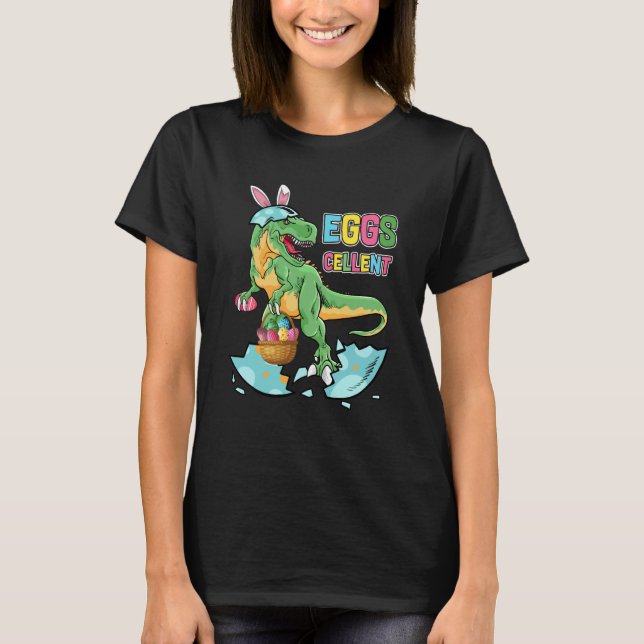 Camiseta Easter Dinosaur Bunny rex Boys Girls Kids Eggs Cel (Anverso)