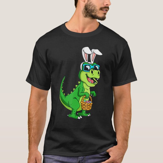 Camiseta Easter Dinosaur Bunny Rex Rawr Egg Basket Happy Ea (Anverso)