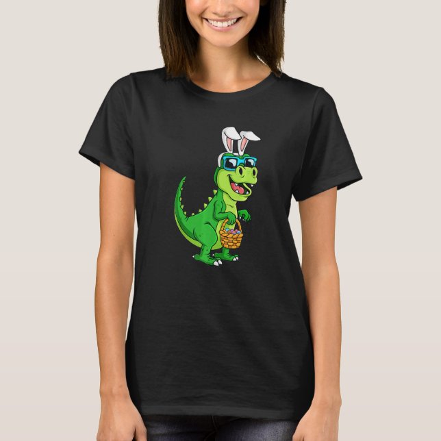 Camiseta Easter Dinosaur Bunny Rex Rawr Egg Basket Happy Ea (Anverso)