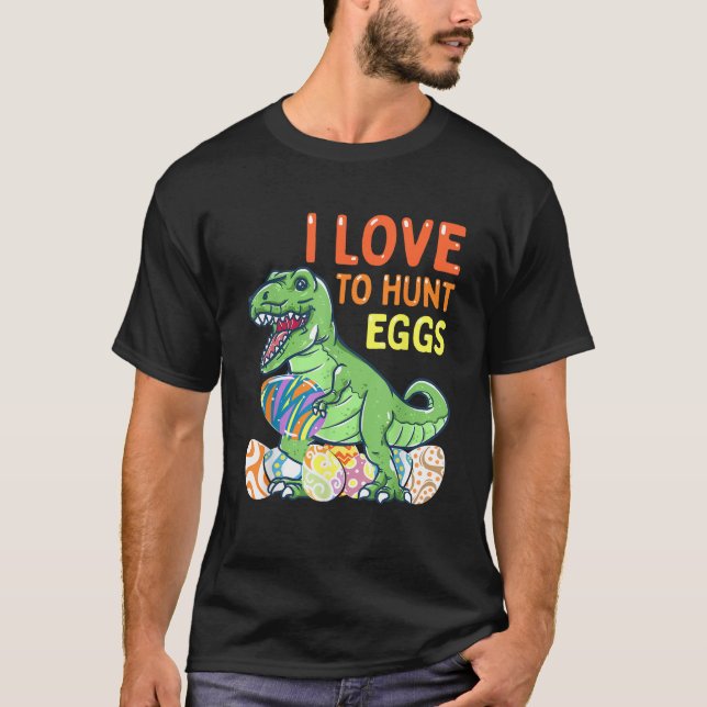 Camiseta Easter Dinosaur T Rex Kids Boys Girls Egg Hunts  (Anverso)