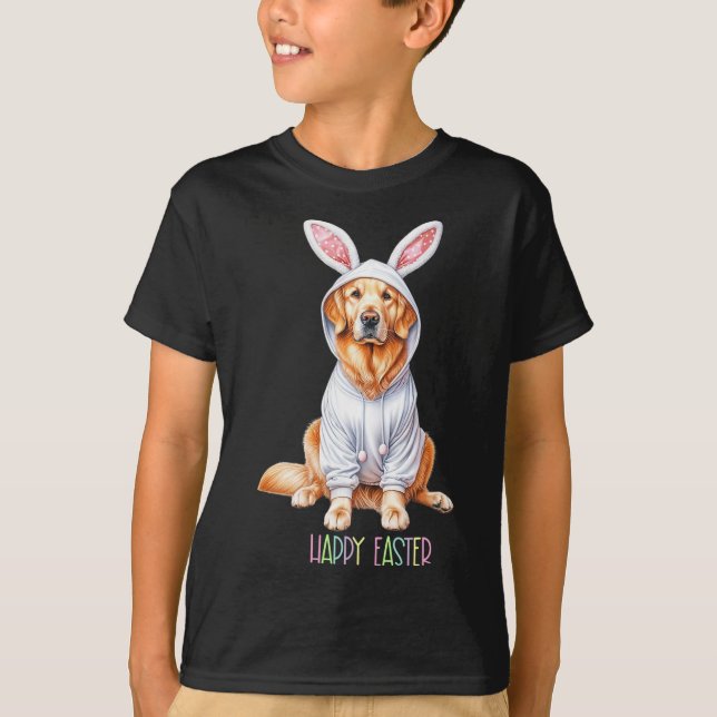 Camiseta Easter Dog Bunny Spring Golden Retrieval Easter Eg (Anverso)