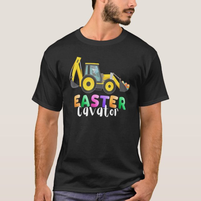 Camiseta Easter Egg Hunt Eggscavator Bunny Drive Tractor (Anverso)
