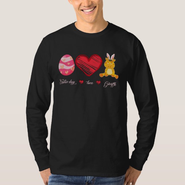 Camiseta Easter Egg Love Giraffe Bunny Animal Pet  Day (Anverso)