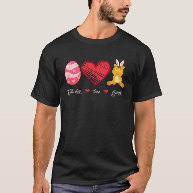 Camiseta Easter Egg Love Giraffe Bunny Animal Pet  Day (Anverso)