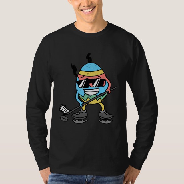 Camiseta Easter Egg Playing Ice Hockey Cute Sports Men Boys (Anverso)