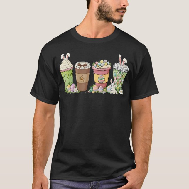 Camiseta Easter Eggs Coffee Bunny Cups Latte Iced Cream (Anverso)