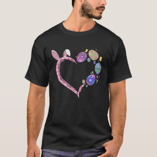 Camiseta Easter Eggs Heart Bunny Rabbit Easter Day Mujeres