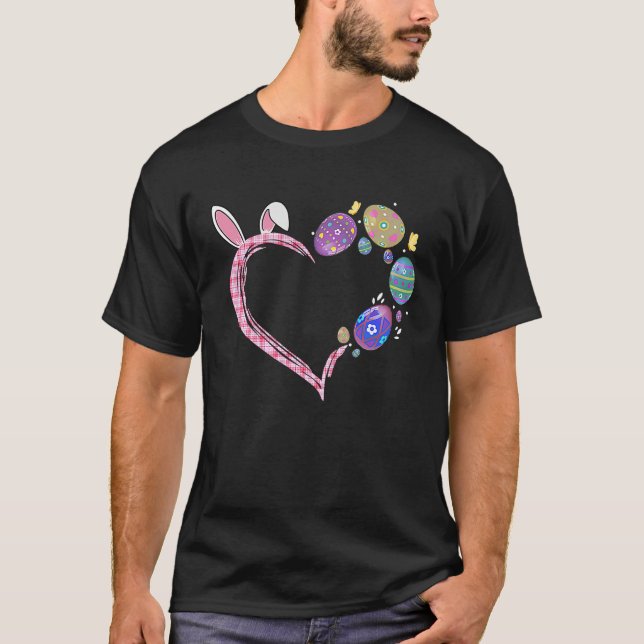 Camiseta Easter Eggs Heart Bunny Rabbit Easter Day Mujeres  (Anverso)
