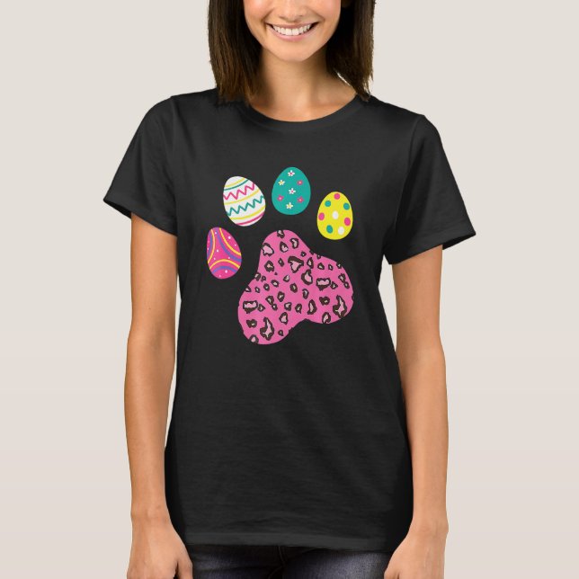 Camiseta Easter Eggs Perro Cat Paw Leopard Print Mascota Pa (Anverso)