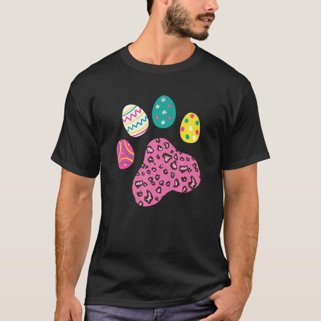Camiseta Easter Eggs Perro Cat Paw Leopard Print Mascota Pa (Anverso)
