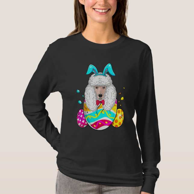 Camiseta Easter Eggs Poodle Bunny Dog Dog Dad Mom (Anverso)