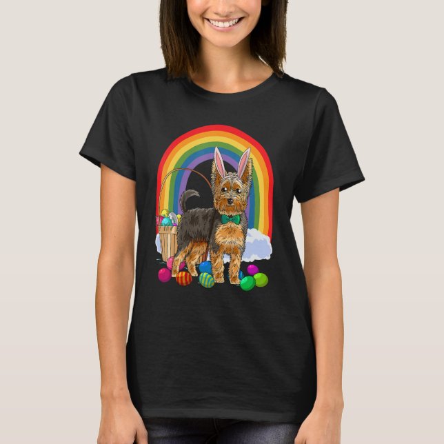 Camiseta Easter Eggs Yorkshire Terrier Bunny Yorkie Dog (Anverso)