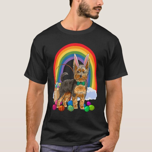 Camiseta Easter Eggs Yorkshire Terrier Bunny Yorkie Dog (Anverso)