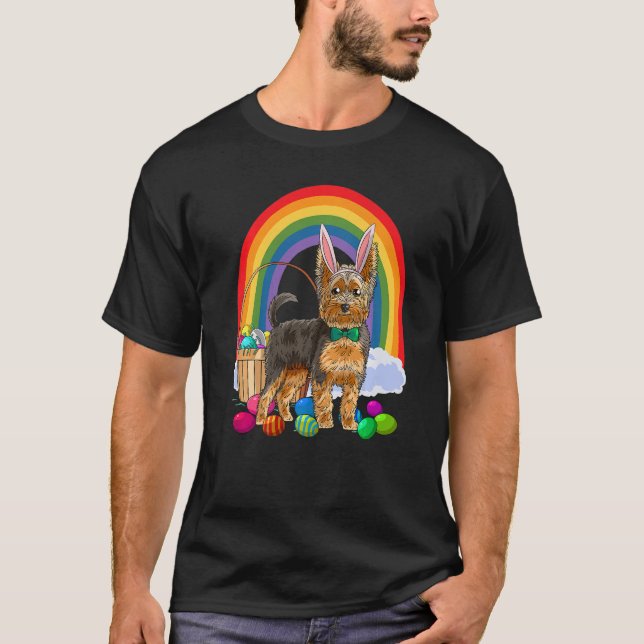 Camiseta Easter Eggs Yorkshire Terrier Bunny Yorkie Dog Pre (Anverso)