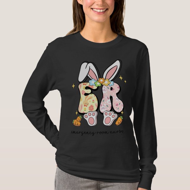 Camiseta Easter ER Nurse Bunny Emergency Room Nurse Happy E (Anverso)