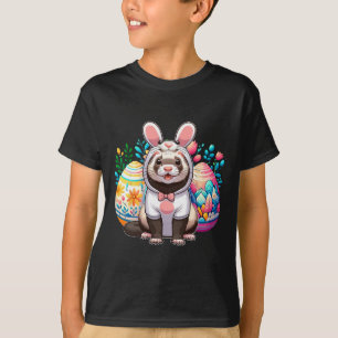 Camiseta Easter Ferret Cosplay Bunny Hunting Colorful Eggs