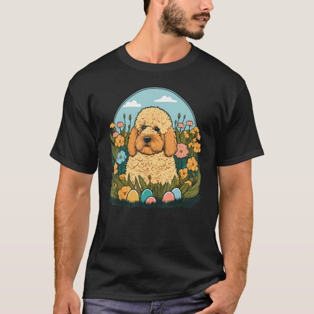 Camiseta Easter Goldendoodle Bunny Eggs Dog on Easter Golde (Anverso)