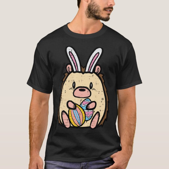 Camiseta Easter Hedgehog Bunny Cute Egg Hunt Boys Girls Kid (Anverso)