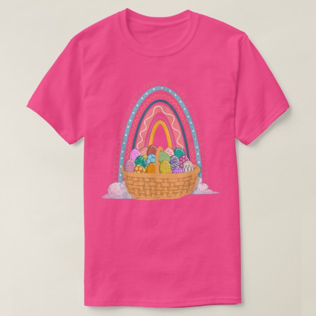 Camiseta Easter Holiday Easter Eggs Basket Rainbow Happy Ea (Diseño del anverso)